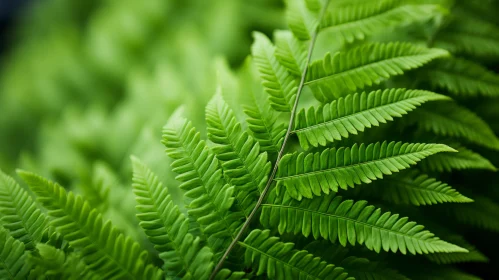 Vibrant Green Fern Leaf in Precisionist Style