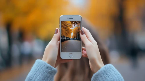 Fall Foliage Displayed on Smartphone