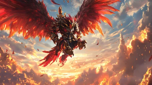 Fiery Phoenix in Flight