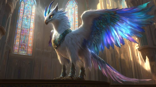 Majestic Griffin with Stained Glass