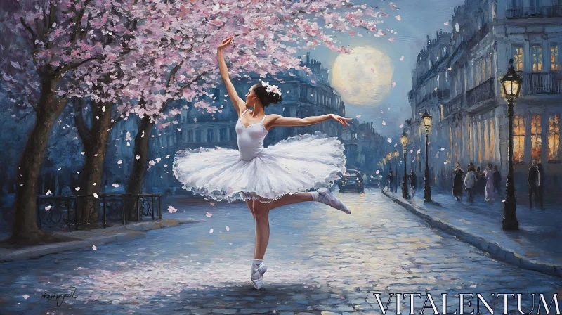 Graceful Ballerina in Urban Spring Painting