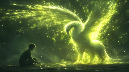 Luminous Creature with Boy