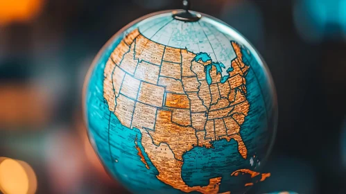 Artistic Globe Depicting USA