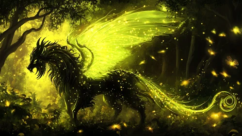 Luminous Dragon Amidst Verdant Woods