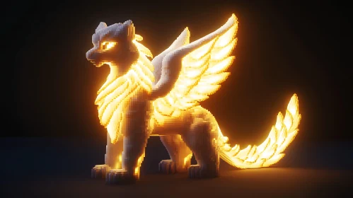 Glowing Voxel Dragon Art Piece
