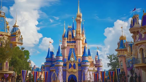 Whimsical Castle Against Blue Sky
