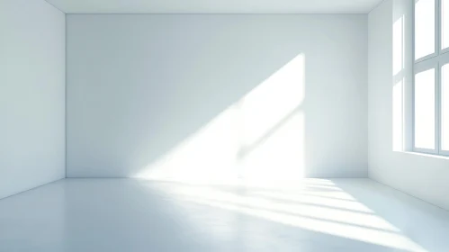 Sunlit Empty White Room Interior