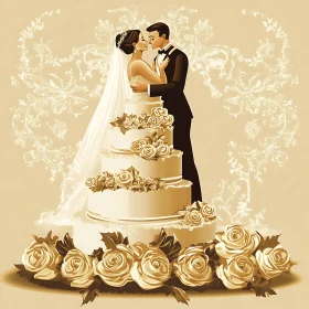 Romantic Wedding Celebration with Cake