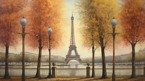 Autumn in Paris: Oil Painting of Eiffel Tower