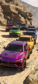 Colorful Off-Road SUVs in Desert