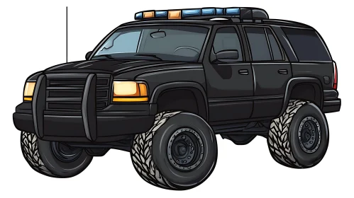 Off-Road Police SUV Cartoon Illustration