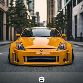 Modified Yellow Sports Car on City Street