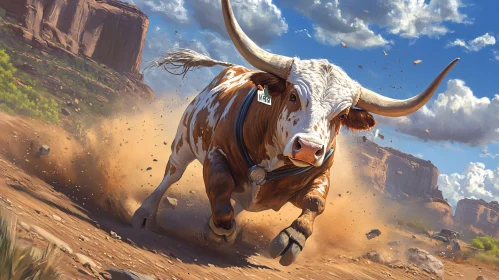 Majestic Bull in Full Charge