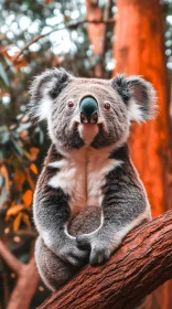 Koala Resting on Tree Branch
