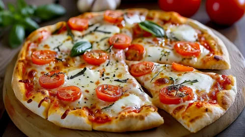 Delicious Pizza with Thin Crust and Fresh Toppings