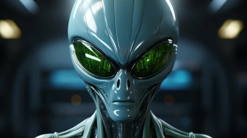 Grey Alien Head 3D Rendering - Enigmatic Extraterrestrial Encounter