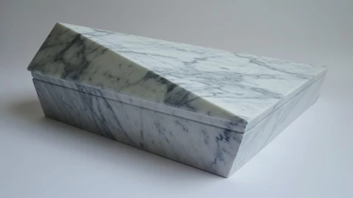Elegant White Marble Box with Geometric Design