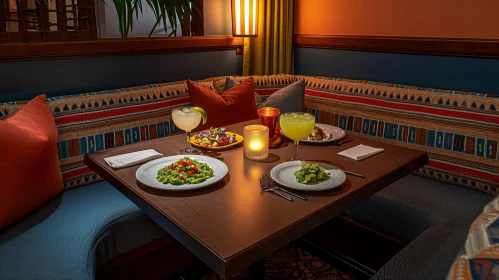 Cozy Corner of a Mexican Restaurant: A Perfect Setting for Two