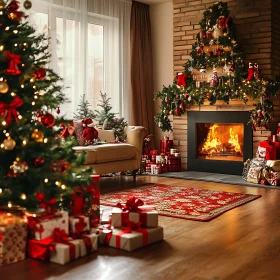 Festive Living Room Adorned with Holiday Decor