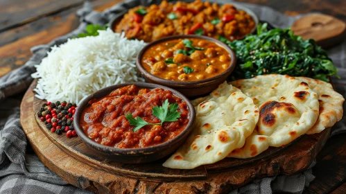 Delicious Indian Food Photography on a Wooden Plate