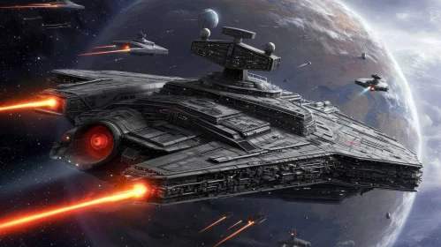 Intense Space Battle Digital Painting