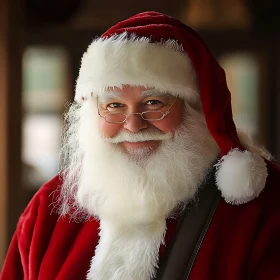Santa Claus with White Beard and Glasses