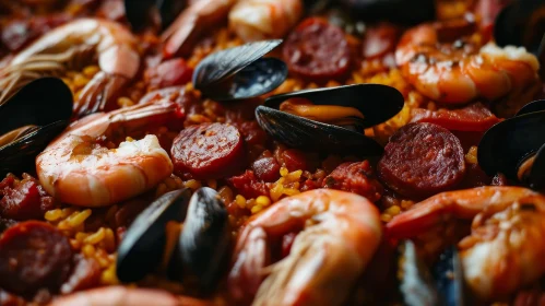 Traditional Spanish Paella: A Delightful Combination of Rice, Seafood, and Meat