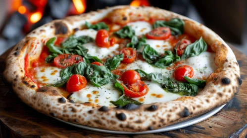 Delicious Pizza with Thin Crust, Fresh Tomatoes, and Melted Mozzarella Cheese