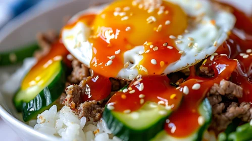 Delicious Korean Bibimbap: A Close-Up of a Popular Dish