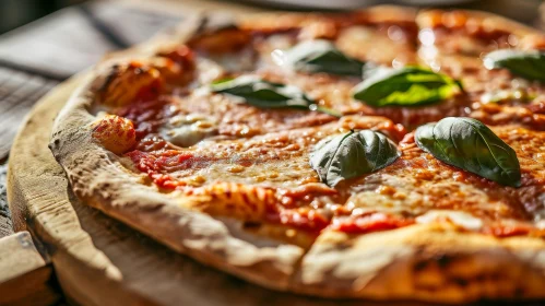 Delicious Pizza on Wooden Cutting Board - Artistic Food Photography