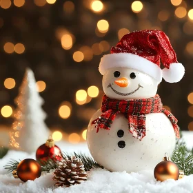 Festive Snowman with Warm Holiday Lights