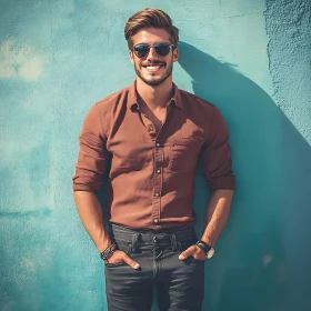Confident Man in Casual Outfit and Sunglasses