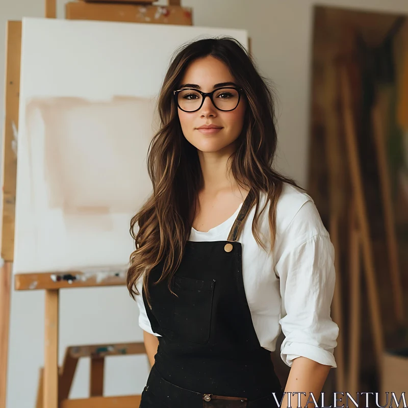 Contemporary Female Artist in Studio