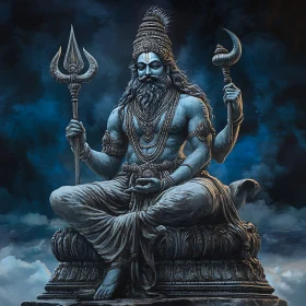 Elaborate Sculpture of Hindu Deity