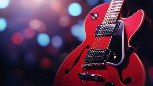 Musical Performance with a Red Guitar