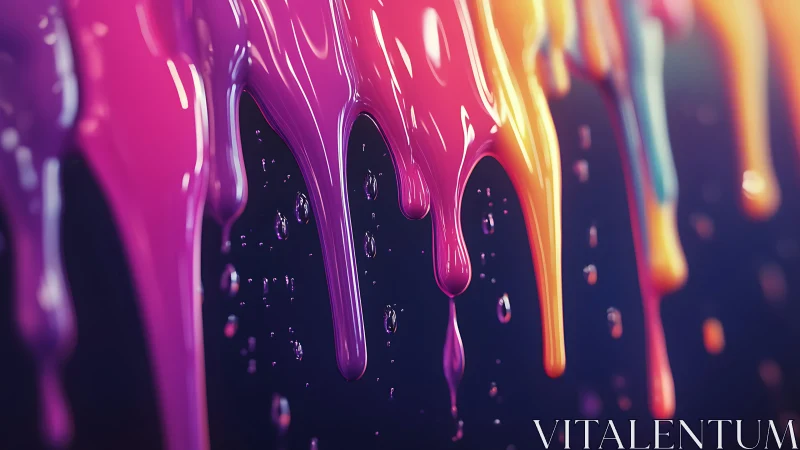 Liquid rainbows slip downward in slow glossy cascades