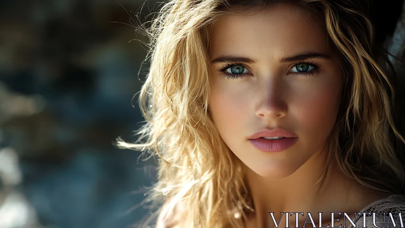 Sunlit sea-glass eyes meet the camera with quiet thunder.