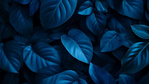Monochromatic blue foliage pattern in dense leaf arrangement.
