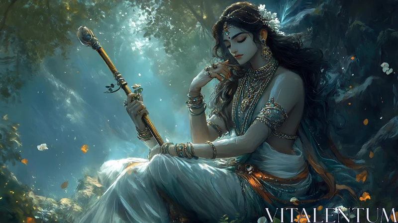 Ornate goddess figure rendered with high-detail ethereal lighting and mist