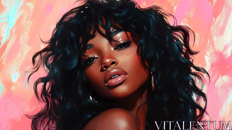 High-saturation digital portrait with detailed hair rendering and glossy skin