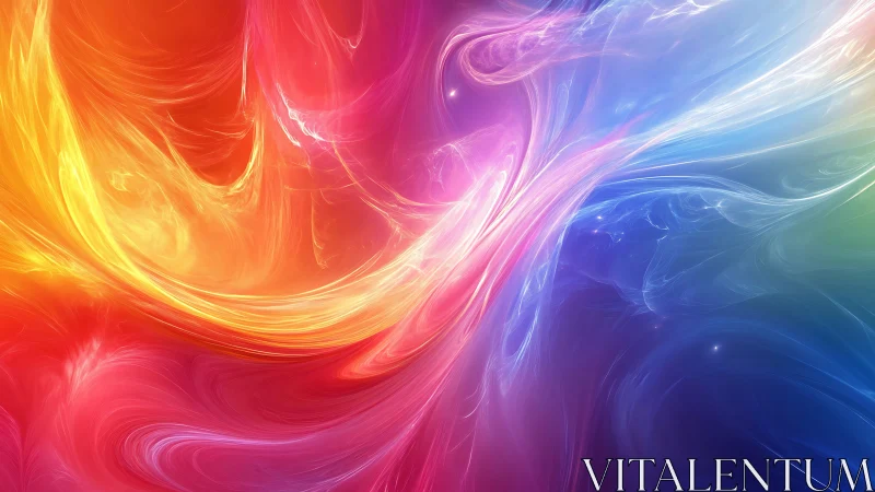 Chromatic light streams swirl across a luminous nebula canvas.