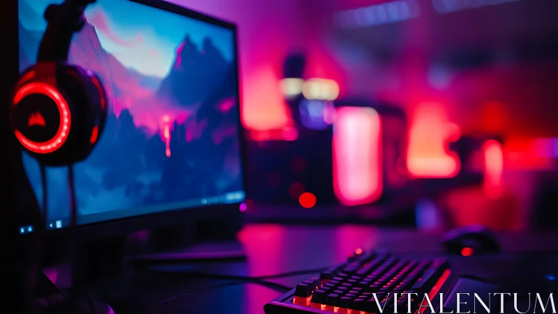 RGB-lit gaming workstation showcases immersive neon desktop