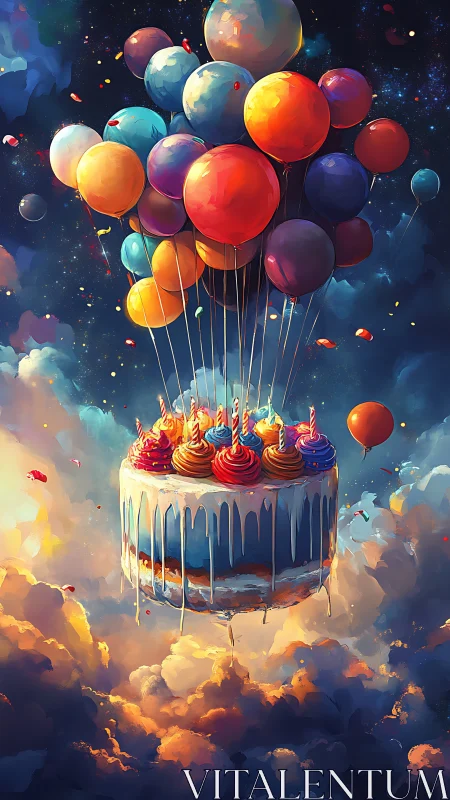 Volumetric Cake with Chromatic Balloon Composition in Luminous Atmosphere