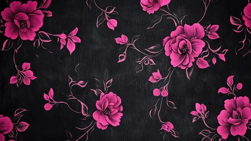 Magenta Floral Pattern on Darkened Background with Dimensional Texture