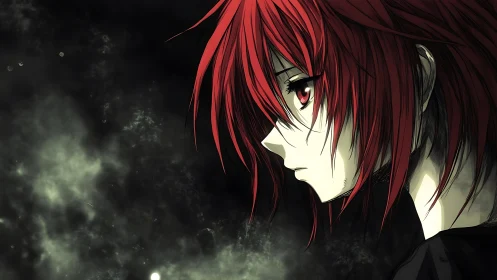 Scarlet thoughts drift as the quiet rebel studies the void