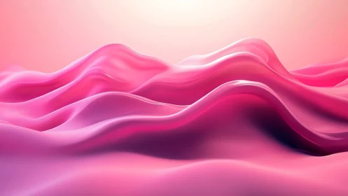 Smooth pink 3D wave-like surfaces form layered abstractions