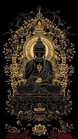 Golden Buddha mandala radiates serene spiritual illumination