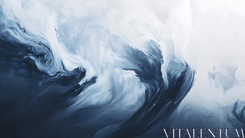Abstract swirling ocean waves in blue and white digital art.