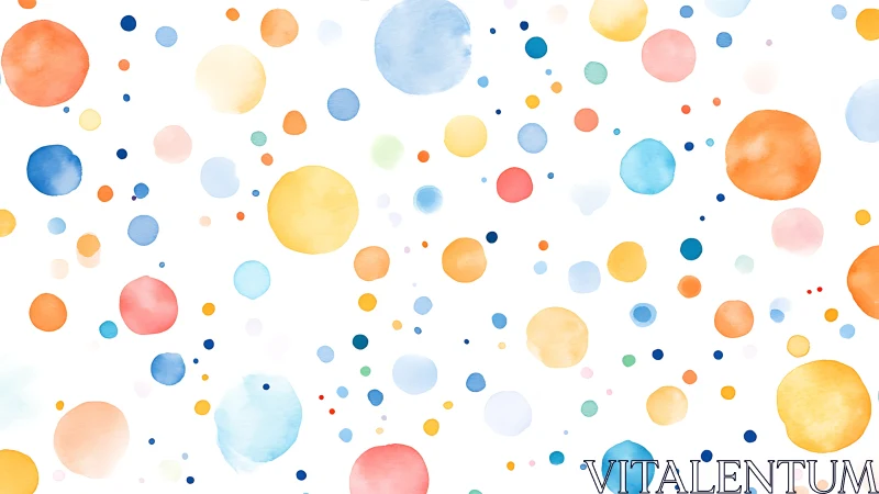 Watercolor circles pattern on white background surface.
