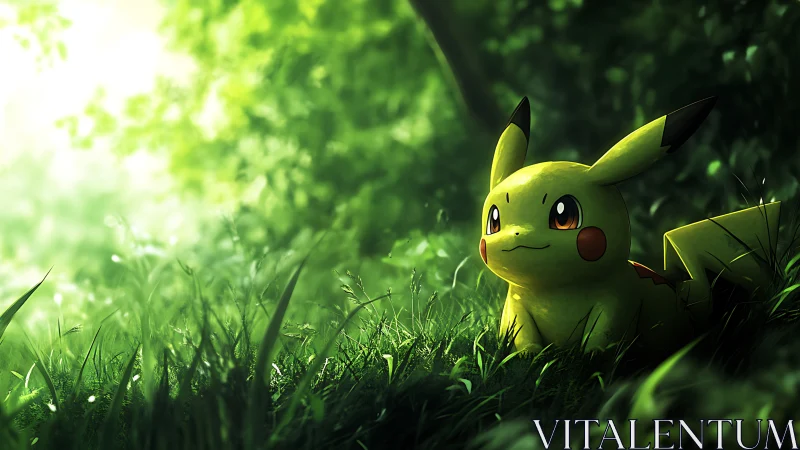 Gentle forest morning with a curious yellow friend resting.